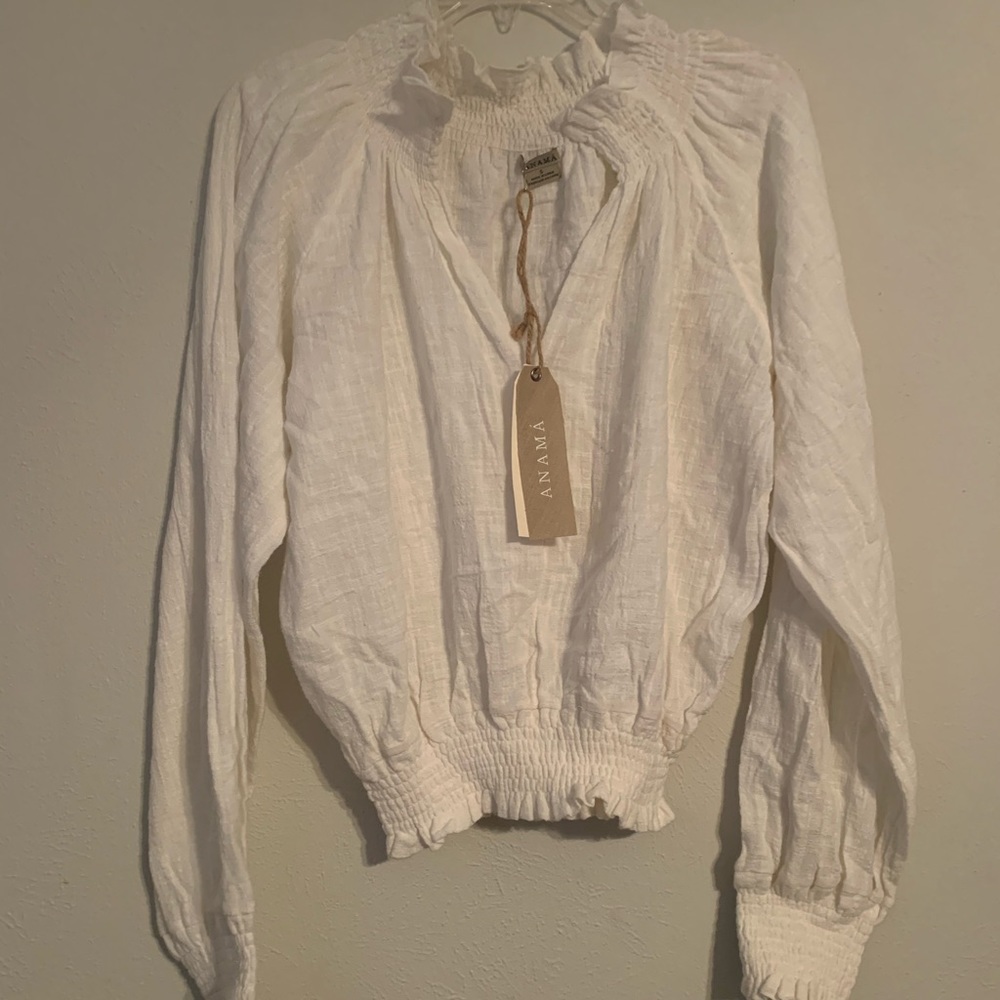 Anama white ruffle blouse